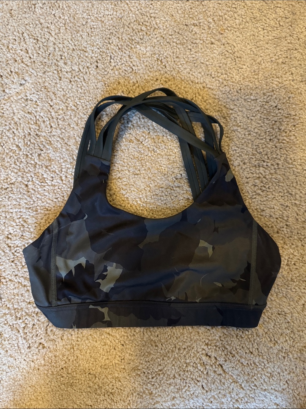 lululemon athletica Black Camo Strappy Sports Bra